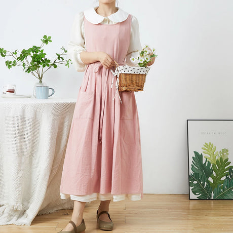 Martha's Washed Cotton Aprons Florist Gardening Coffee Shops Kitchen Pinafore Aprons
