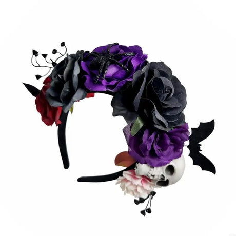 Skull Bat Roses Halloween Theme Flower Hairband