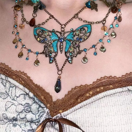 Belly Dancer's Butterfly Tassel Necklace or Belly Chain
