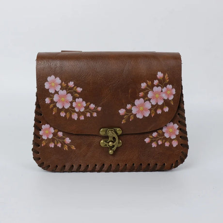 Spring Cherry Blossom Faux Leather Belt Bag Medieval Cosplay