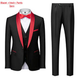 Mens Tuxedo Three Piece Suit Blazer with Trousers and Vest