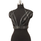 Faux Leather Body Cage Harness Tops
