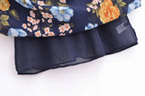 Sharona's Navy Blue Floral Print Spaghetti Strap Dress