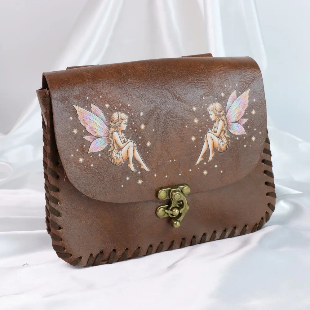 Luna Moths Fairy Printed Faux Leather Belt Pouch Medieval Elf Renaissance Wizard Cosplay Coin Purse