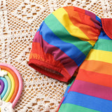 Chucky Costume  Halloween Toddler Baby Girl Cosplay Kids Rainbow Striped Shirt Overalls