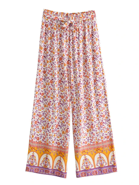 Maysoon's Boho Two Piece Set Wide Leg Pants & Crop Top