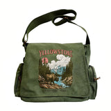 Yellowstone Print Canvas Shoulder Bag Crossbody Messenger Bag