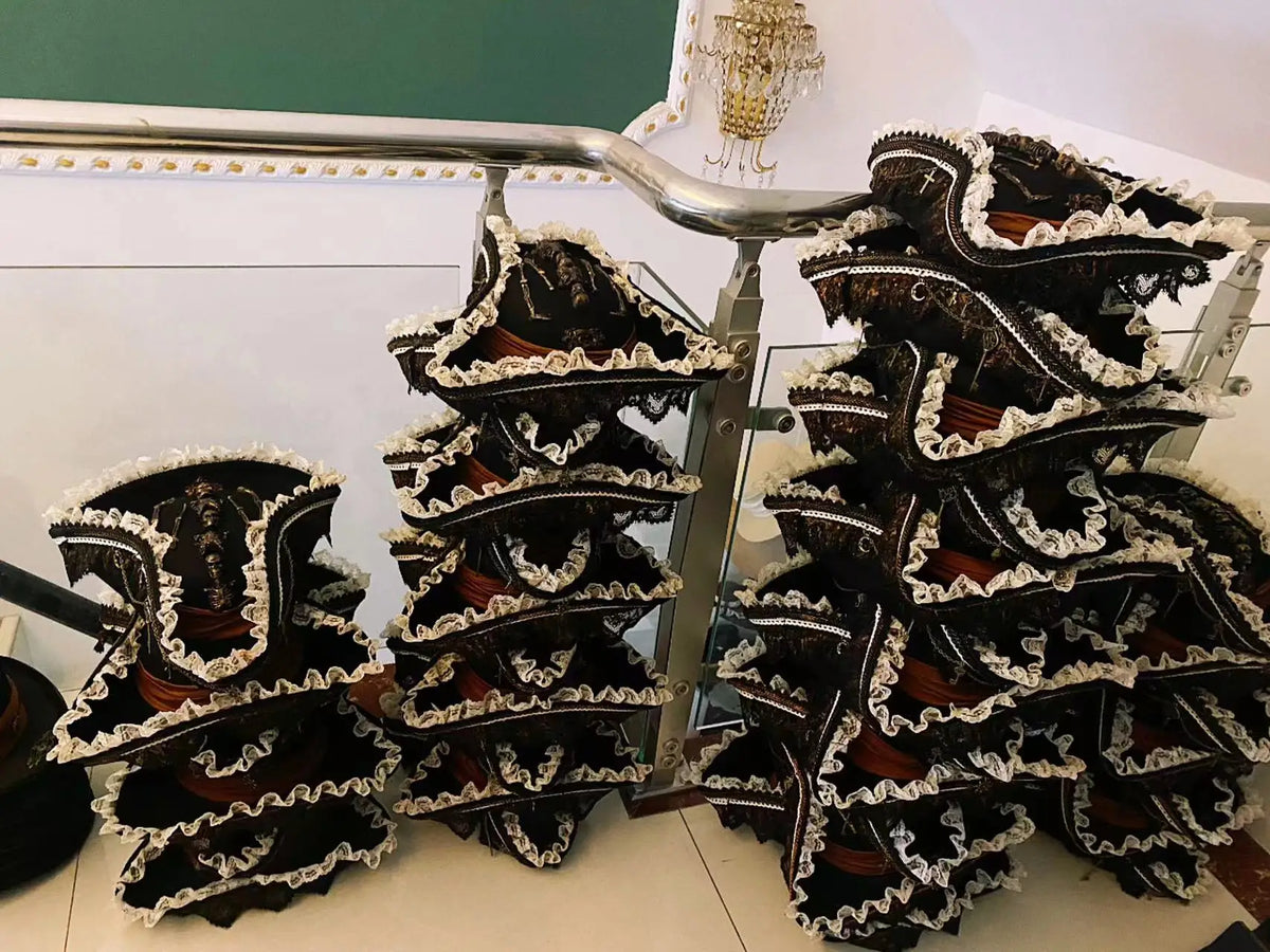 Pirate Hats Vintage Skull Feather Triangle Hats Halloween CosPlay Pirate Top Hat