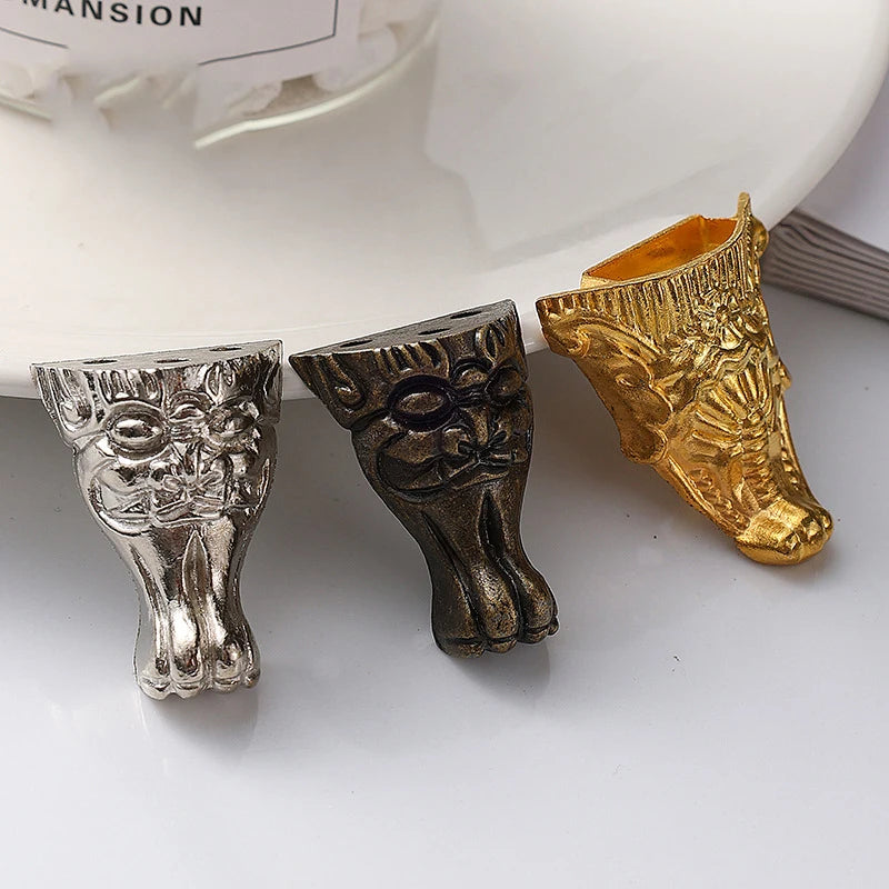 4Pcs Antique Wood Box Feet Leg Corner Protector Jewelry Gift Box Decorative Feet Metal Corner Bracket For Furniture Hardware