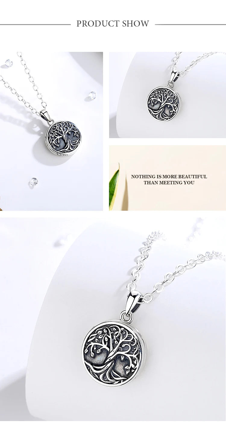 Tree Of Life Photo Locket Necklace 925 Sterling Silver