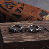 Gothic Thorns Stainless Steel Huggie Hoop Earrings for Men with Wooden Box