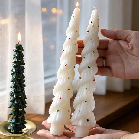 Christmas Tree Taper Candle Pine Tree Candlestick Xmas Dinner Table Decor