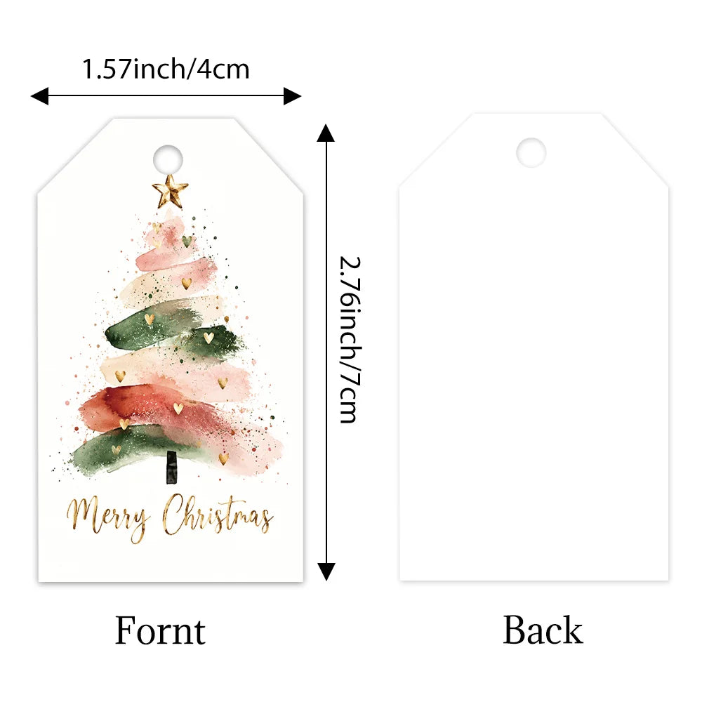 40pcs Watercolour Christmas Tags Gift Labels with Jute Rope