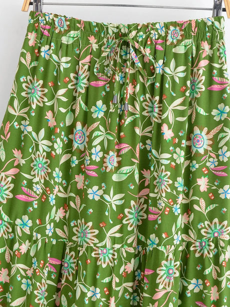 Franny's Wild Floral Print Boho Skirt with Pockets