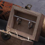Circle Stainless Steel Huggie Hoop Earrings for Men with Wooden Box