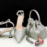 Diamond Confetti Pointed Shoes and Matching Bag Party Heels