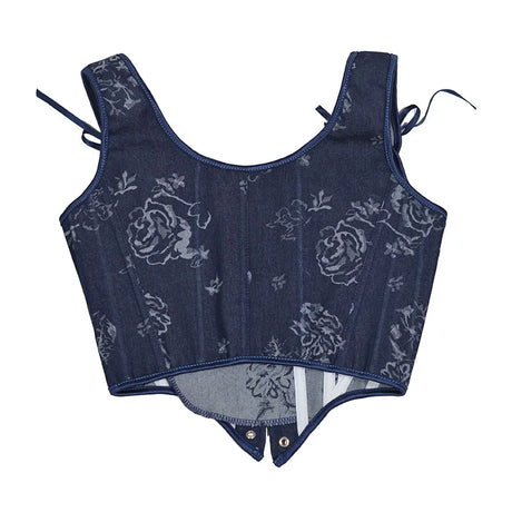 Blue Rose French Renaissance Corset Tops Lace-up Overbust Corset