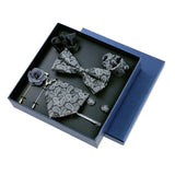 Men's 8pcs Tie Set Wedding Cravat Silk Bowtie Pocket Square Cufflinks Brooch Box Set Gifts For Men