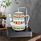 1.5L Enamel Coffee Pot Gooseneck Spout Stovetop Tea Kettle