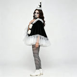 Women Pierrot Clown Costume 3Pcs Halloween Clown Cosplay Set