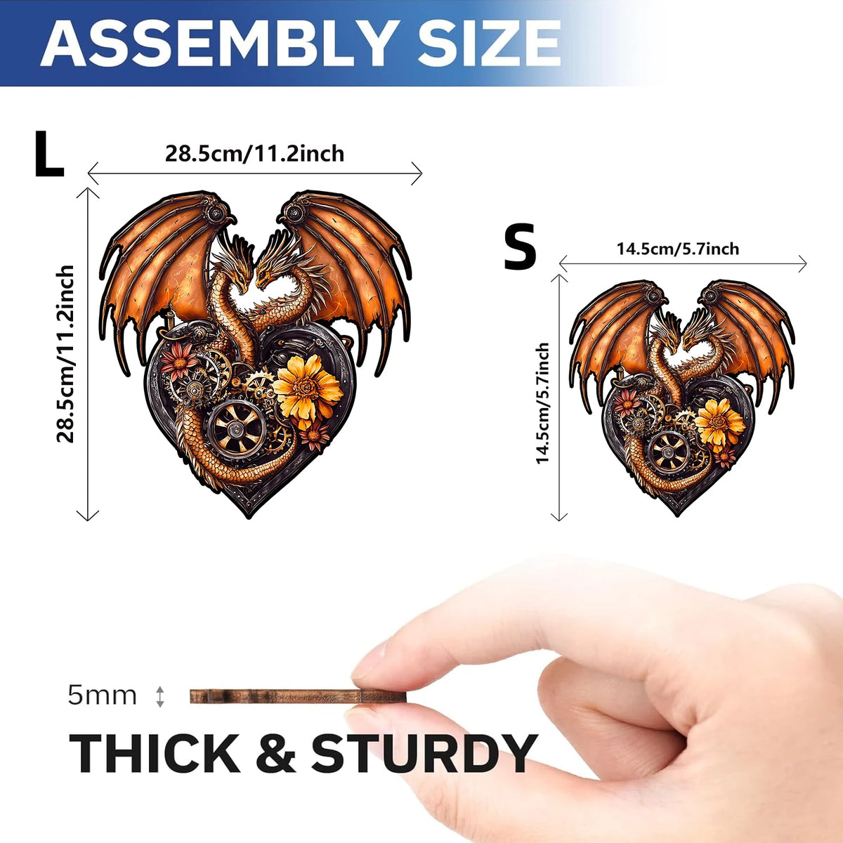 Heart-shaped Dragon Unique Shape Wooden Jigsaw Puzzles