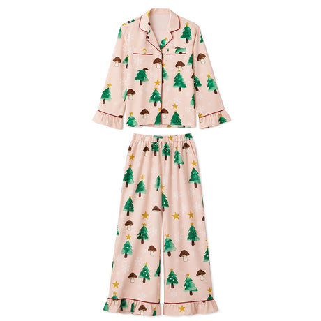 Women's Christmas Pyjama Set Mushroom Christmas Tree Print Sleepwear