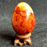 50-60mm Natural Red Agate Egg Polished Quartz Crystal Healing Stone + Base
