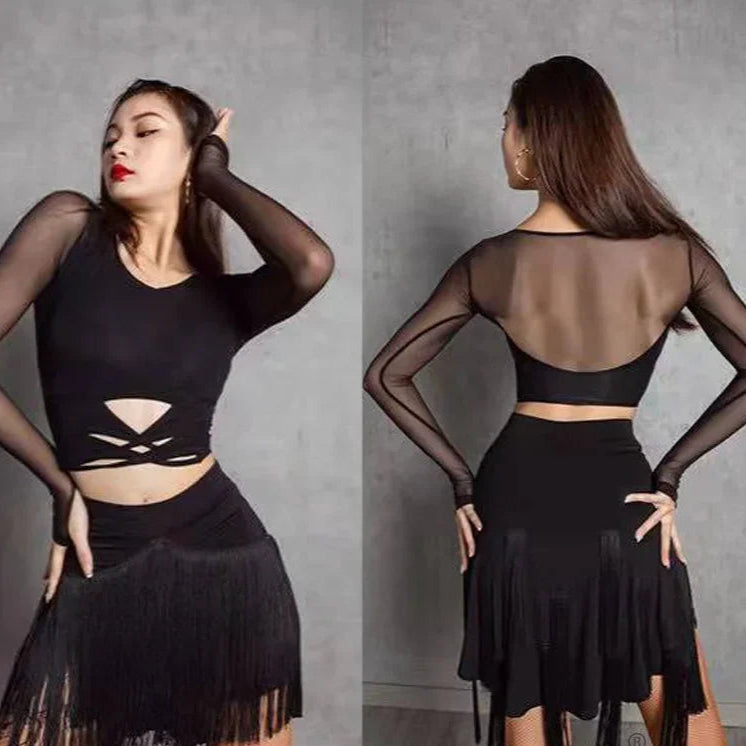 Fringe Latin Dance Skirt Top Samba Tango Salsa Latin Practice/Competition Tassel Stage Costume
