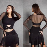 Fringe Latin Dance Skirt Top Samba Tango Salsa Latin Practice/Competition Tassel Stage Costume