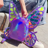 Mini Backpack Butterfly Wings Daypack Holographic Leather