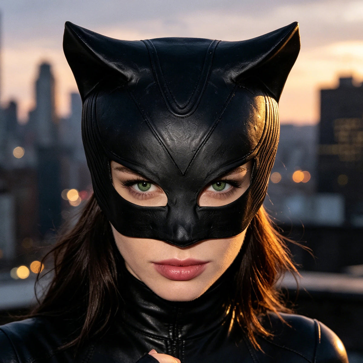 Cat Woman Costume Latex Mask Halloween Costume Cosplay Prop