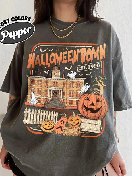 Vintage Halloweentown University Est 1998 Pumpkin T-Shirt Unisex Cotton Tee