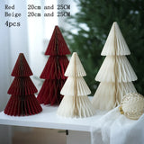Christmas Paper Honeycomb Decorations Ball Folding Christmas Tree Table 3D Ornaments