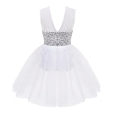 Girls Ballet Gymnastics Figure Ice Skating Sequin Leotard Tutu Dress Performance Dancewear