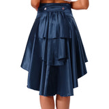 Gothic Steampunk Satiny Pirate Skirt Front Lace-up Tiered Irregular Hem Skirt Waist Belt Medieval Costume