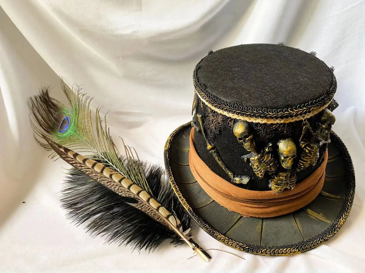 Pirate Hats Vintage Skull Feather Triangle Hats Halloween CosPlay Pirate Top Hat