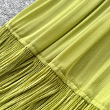 Petal Sleeves Pleated Tassel Dress Eight Colours