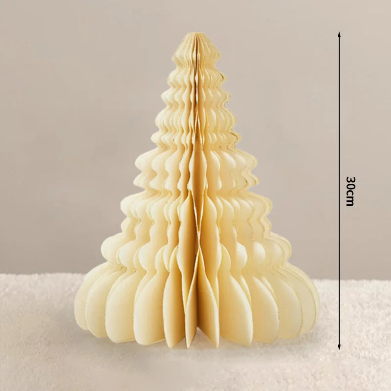 Christmas Paper Honeycomb Decorations Ball Folding Christmas Tree Table 3D Ornaments