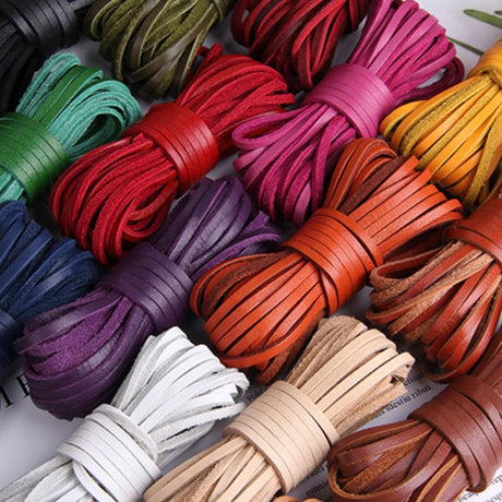 5 Meters Flat Genuine Leather Cord Strip Leather Coloured Ribbon Leather Jewellery Making