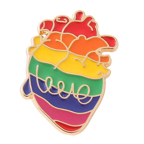 Love is Love Heart Rainbow Pride Flag Enamel Badges