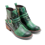 Wickedly Green Sheepskin Leather Ankle Boots