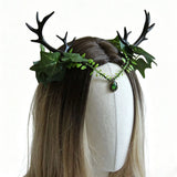 Handmade Black Antler Crown Gothic Woodland Headpiece Halloween Costume