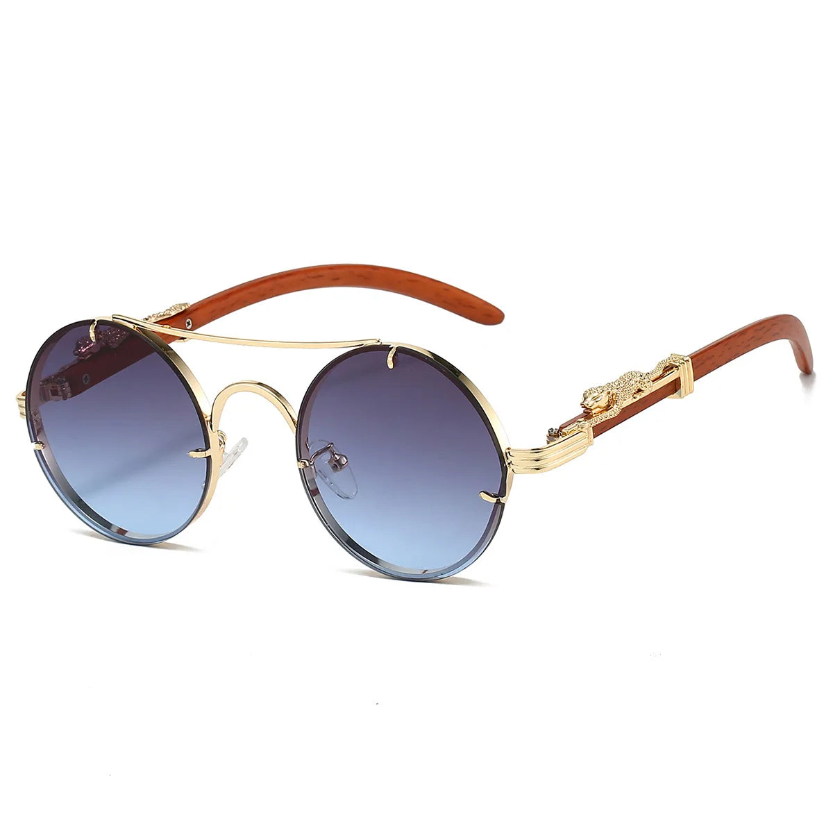 Round Retro Cape Sunglasses Double Bridge