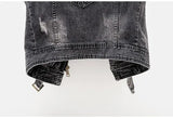 Black Denim Sleeveless Jacket Grunge Ripped Vest