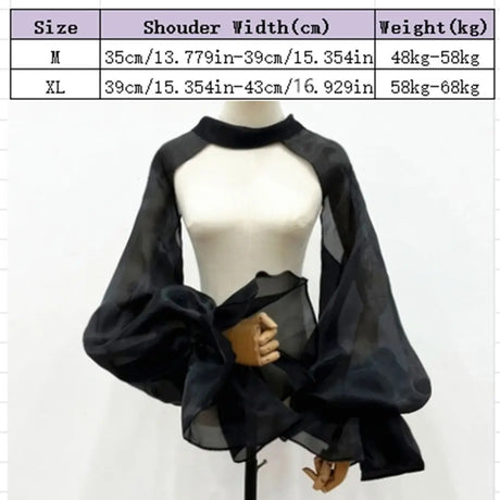 Chiffon Full Sleeves Shoulder Neck Covers Cosplay Dance Performance Wear