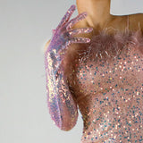 Glitter Gloves 70cm Long Gloves 26 Colours
