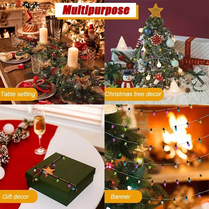 5M/roll Colourful Christmas Light Bulbs String Garland Christmas Decorations Xmas Tree Ornaments DIY Craft