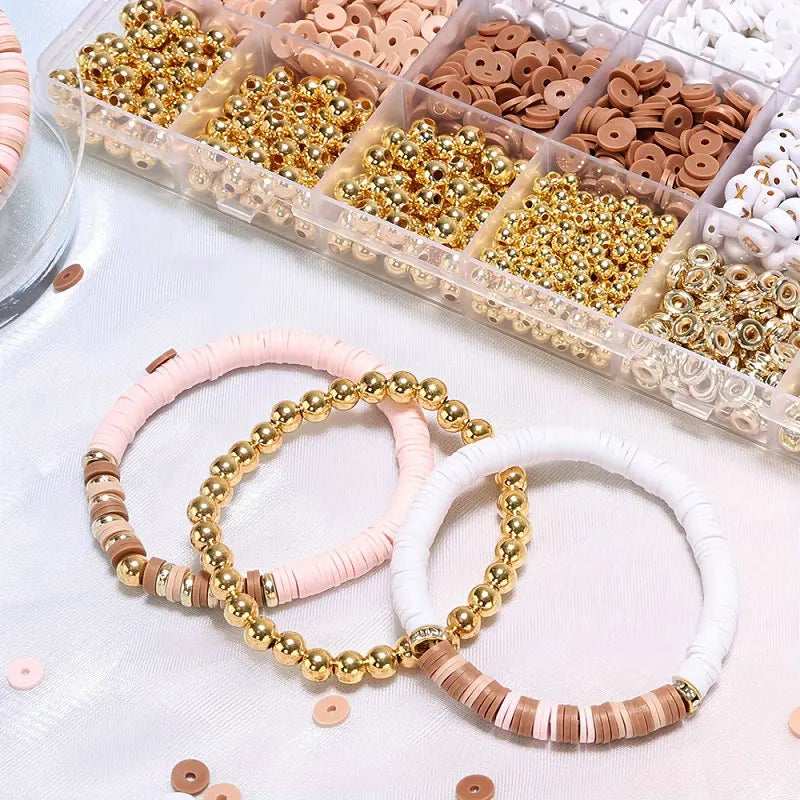 DIY Clay Beads Friendship  Bracelet Making Kit Golden Letter Beads for Jewellery Making