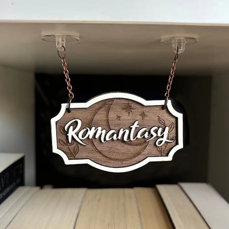 Wooden Bookshelf Signs Library Decor
