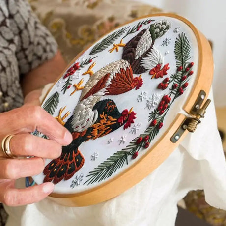 Christmas Roosters DIY Embroidery Kit